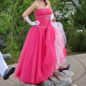 Pink, multilayered, tulle prom dress or homecoming dress